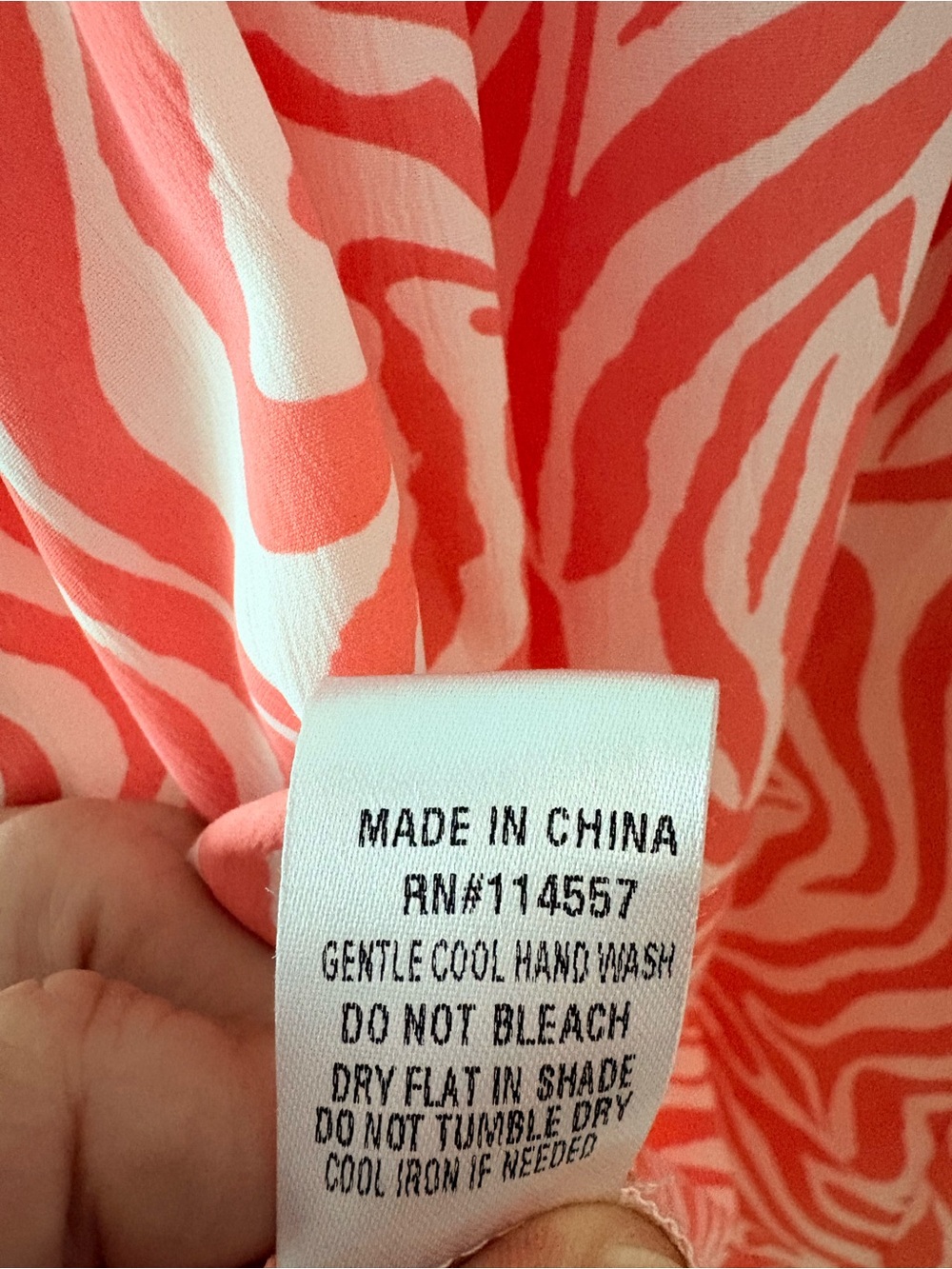 THML Coral and White Zebra-Print Sleeveless Top with Navy Trim. Size Small. - Picture 5 of 6